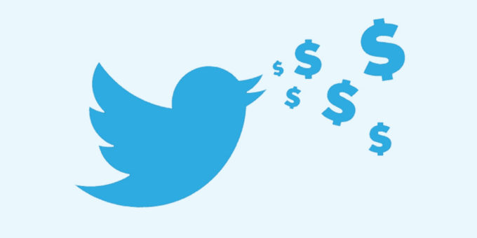 Twitter bird tweeting dollars