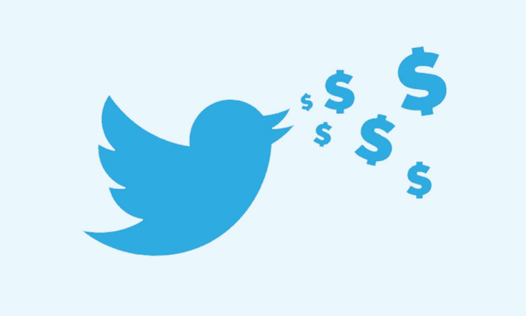 Twitter bird tweeting dollars