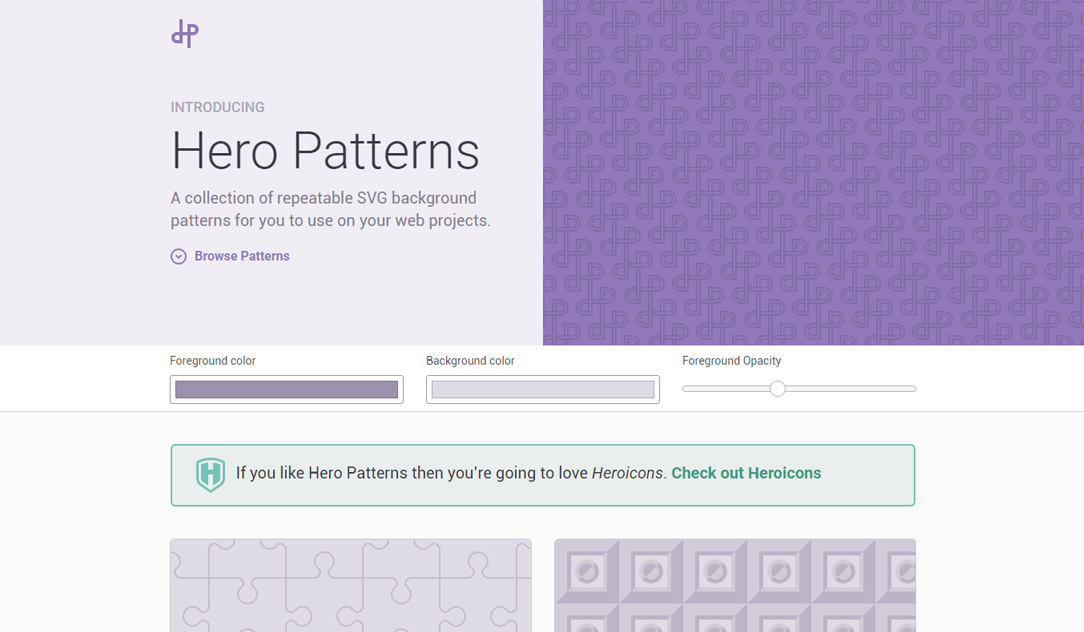 Hero Patterns website screenshot